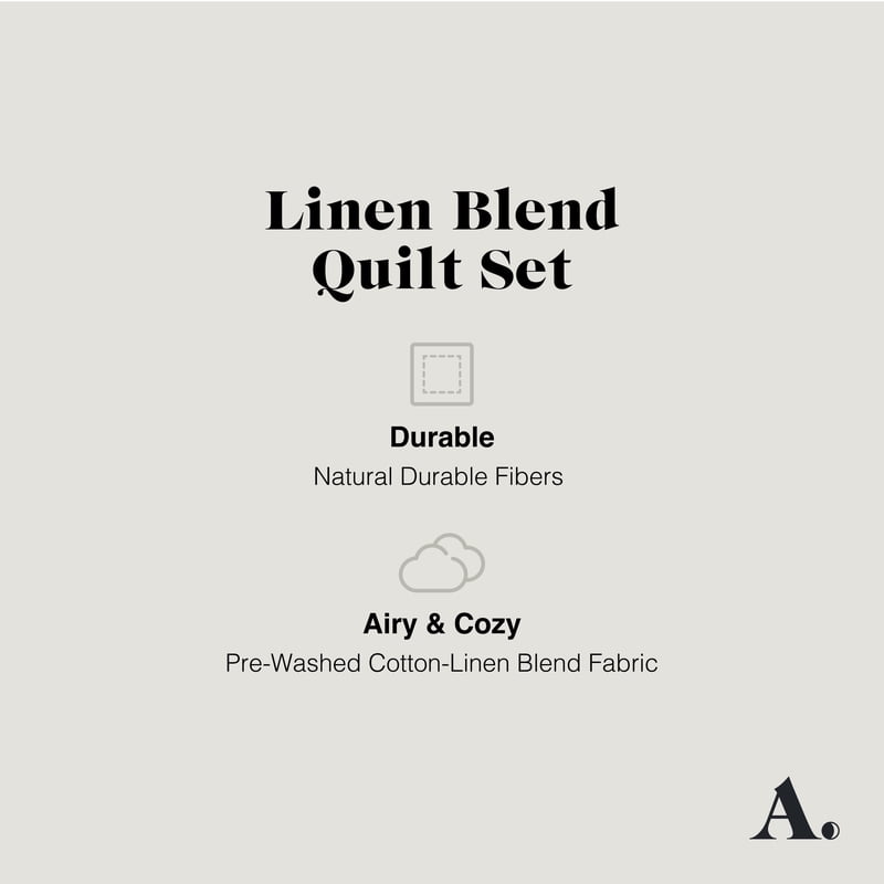 King Linen Blend Quilt Set - Flagstone Green with Shams & Storage Bag