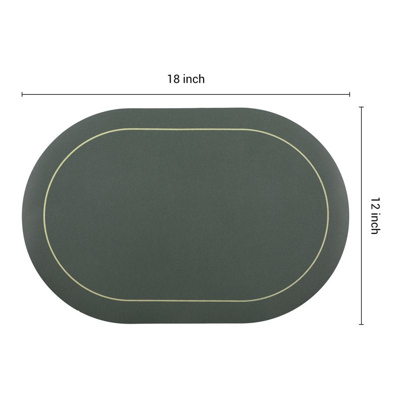 Faux Leather Placemats Set - Washable Table Mats 6pk Green/Gray