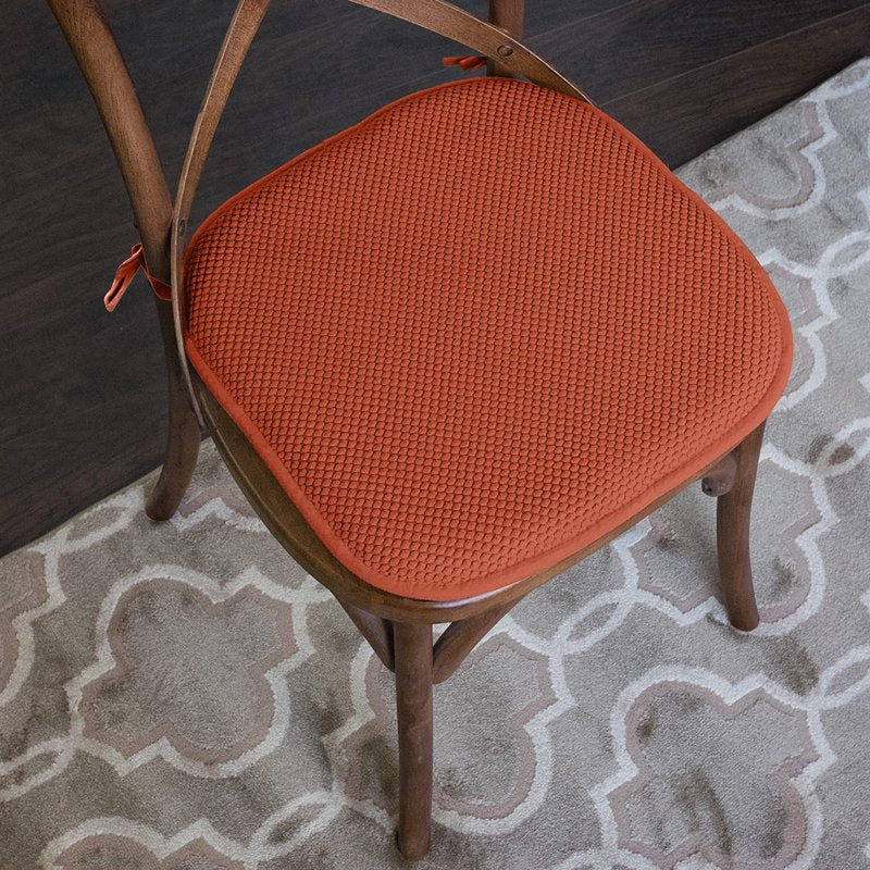 Memory Foam Chair Cushion Pad with Ties - 2-Pack Rust