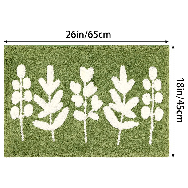 Leaves-2 Plush Fluffy Non-Slip Bath Rug 18x26 Inches - Quick Dry Bathroom Mat