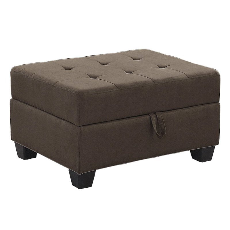 Microfiber Storage Ottoman with Tufted Top - Multiple Colors