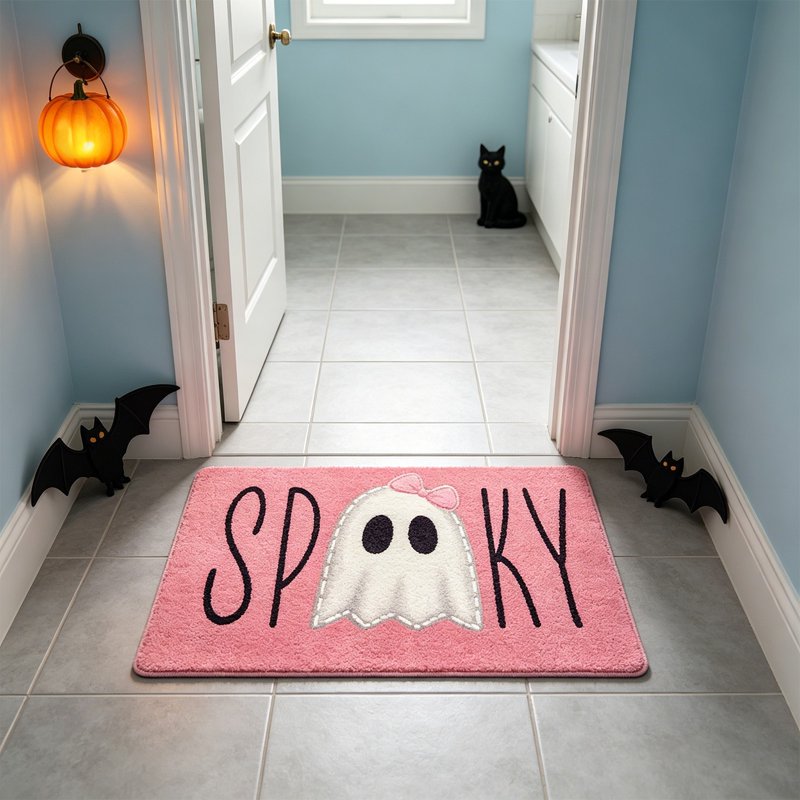 Halloween Ghost Doormat Y - Soft Imitation Pashm Floor Rug for Entryway & Indoor Use