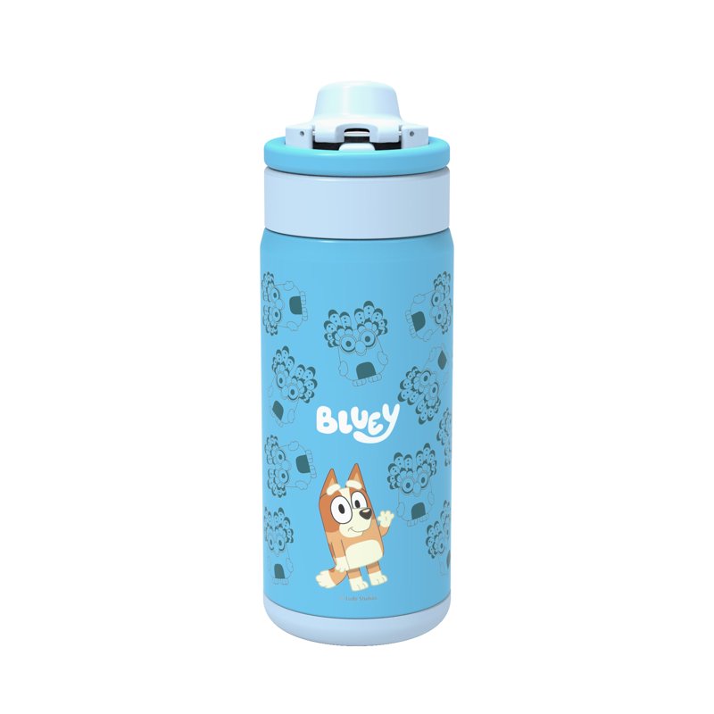 Bluey Kids Straw Water Bottle - 14oz Stainless Steel Vacuum Insulated