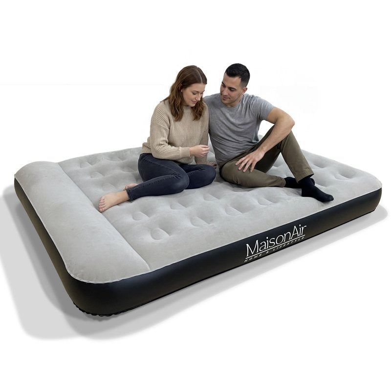 Queen Air Mattress with Built-In Pillow and Rechargeable Pump - Waterproof & Puncture-Resistant