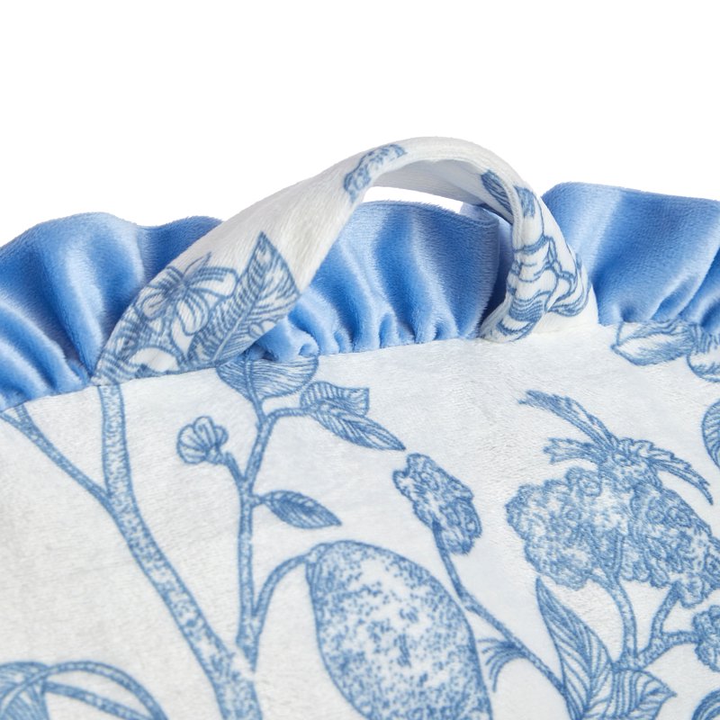 Blue Floral Backrest Pillow 35x22 Inch Cushion with Ruffled Edge - Support & Comfort