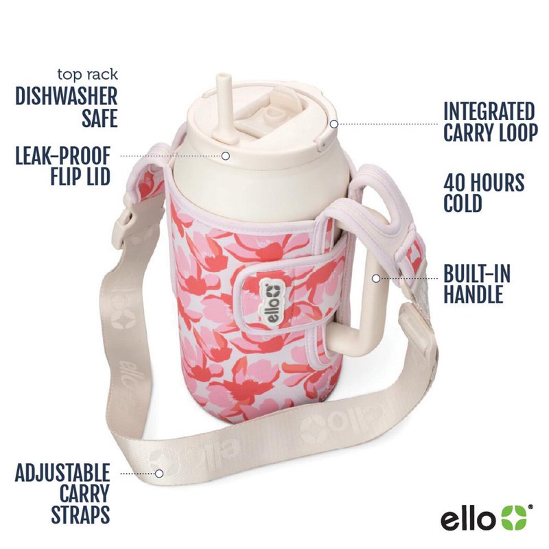 64oz Vacuum Insulated Stainless Steel Tumbler - Pink Florals