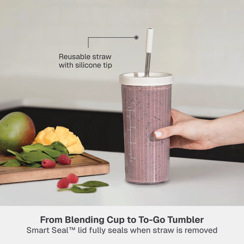 1100W Countertop Blender Duo with 57oz Pitcher & 25oz To-Go Cup - Sand White