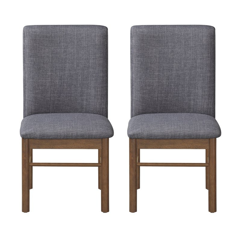Tall Dining Chair Set - 2 Pack, Walnut & Gray Upholstered