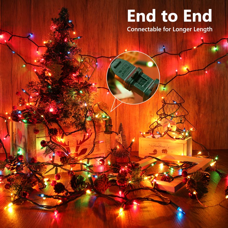 Multicolor Christmas String Lights 26.5ft 100 Incandescent Connectable Holiday Lights
