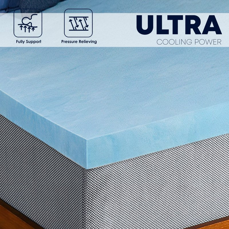 Twin 3-Inch Gel Memory Foam Mattress Topper - Blue, Continental Sleep