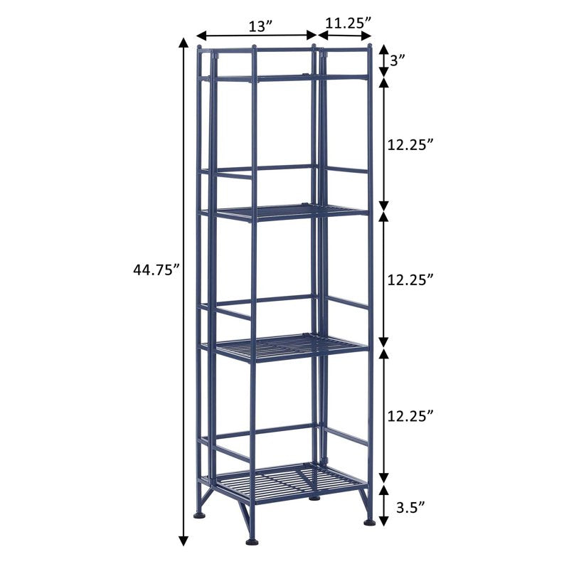 4 Tier Folding Metal Storage Shelf - Multiple Colors Available
