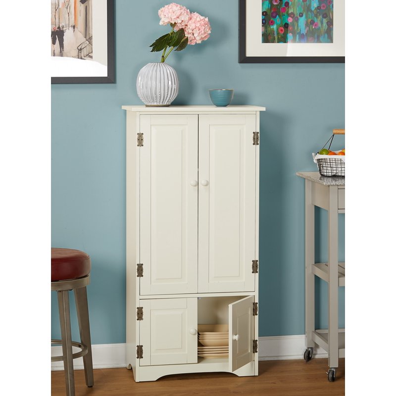 Contemporary 4-Door Vertical Wall Cabinet with Shelves - White