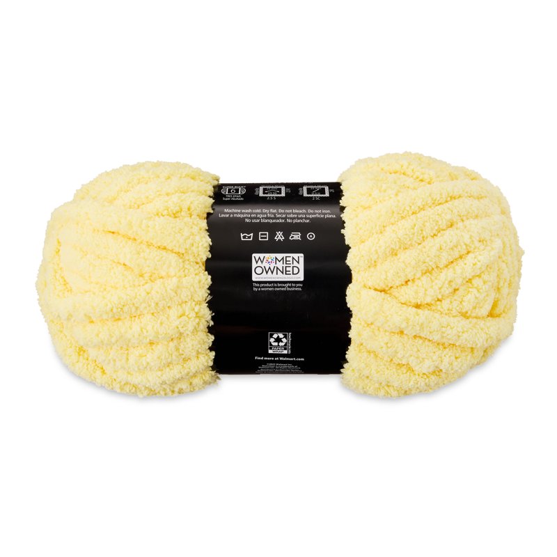 Chunky Chenille Yarn - Lemonade Color, 31.7 Yards, Super Bulky, 100% Polyester