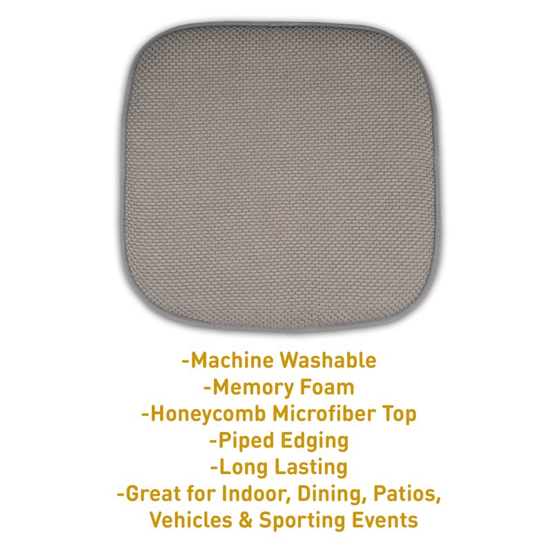Memory Foam Chair Pad - 16" x 16" Non-Slip Back - Silver, 12-Pack