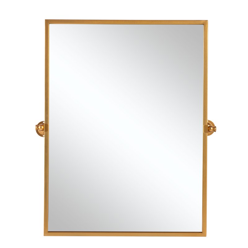 Small Gold Arched Wall Mirror 38x26 Inches - Right Angle, Iron Frame