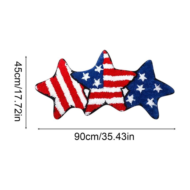 Patriotic 4th of July Floor Mat - American Flag Plush Entry & Coffee Table Rug - Halloween Decor Variation C