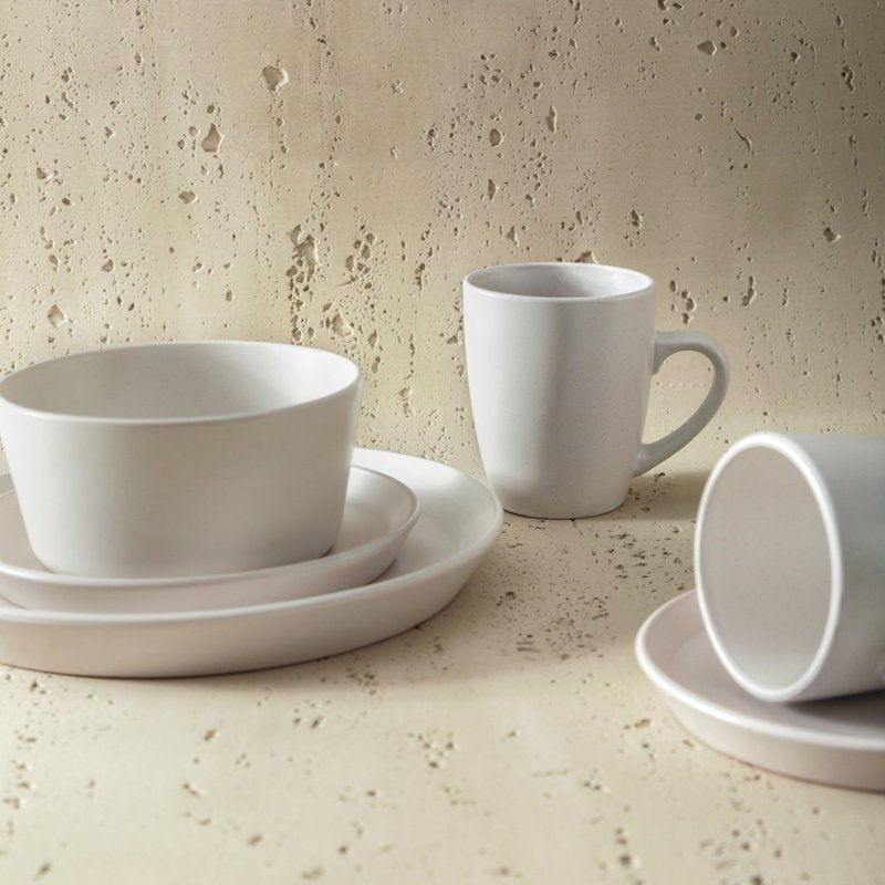16-Piece Stoneware Dinnerware Set - Snow White