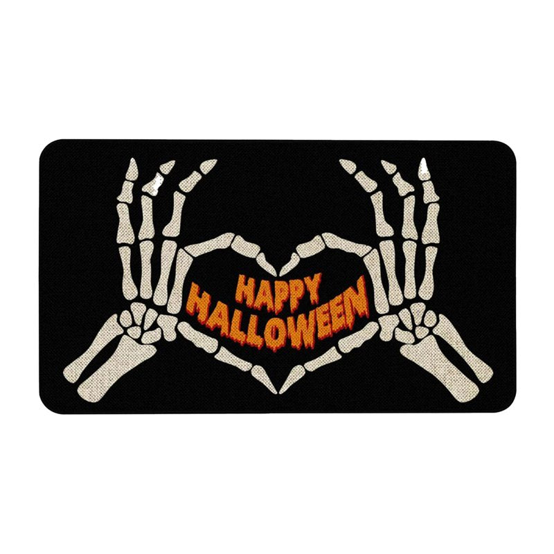 Halloween Door Mat Spooky Entryway Rug Non-Slip Pumpkin Decor 23.62x15.75in Black A