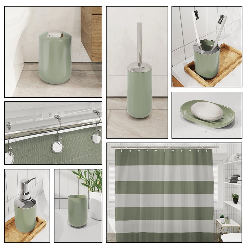Sage Green Bathroom Accessory Set with Shower Caddy - Modern Shower & Storage Kit