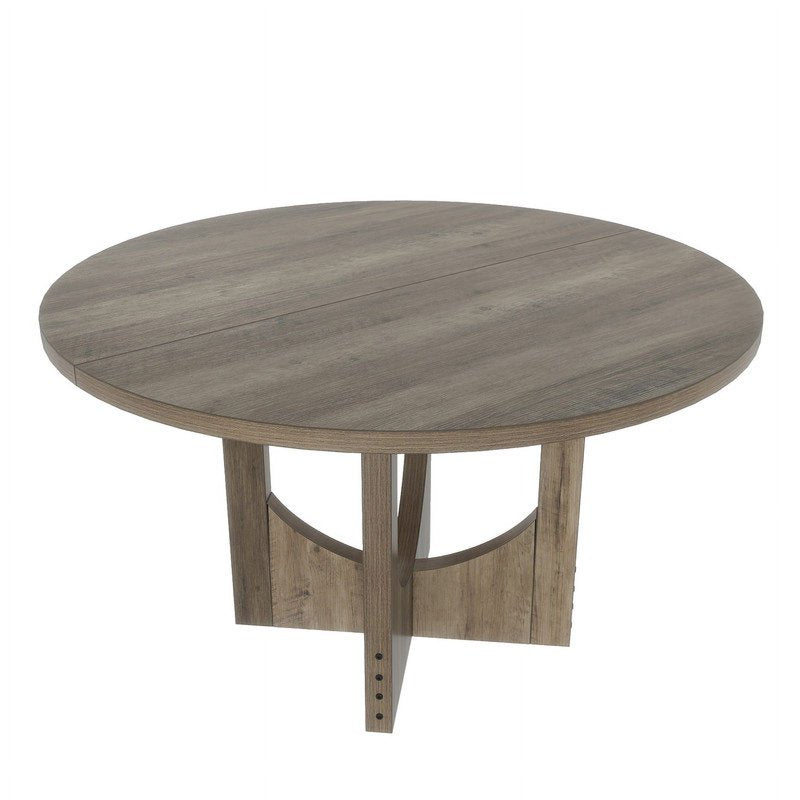 Round Dining Table for 6-8 Guests - Farmhouse Style, Grey Finish