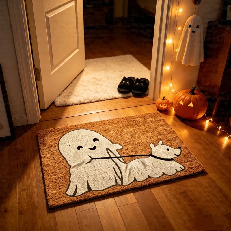 Halloween Doormat 31.5x19.7in Ghost Walking Dog Fall Decor – Variation of THIS Listing