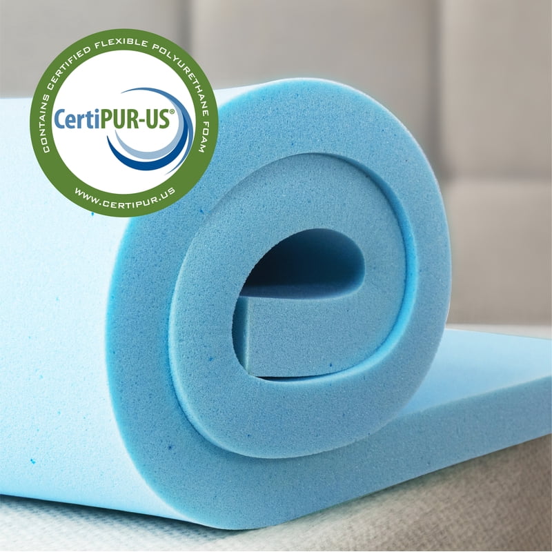 Cooling Gel Memory Foam Mattress Topper Twin XL - Green Tea & Active Charcoal