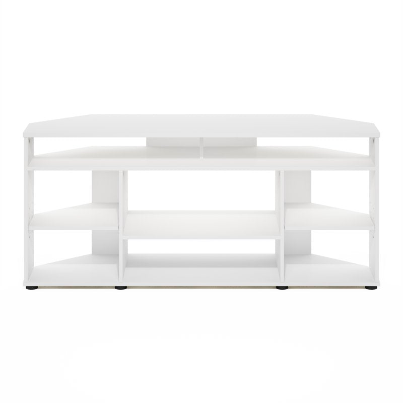 Corner TV Stand for TVs up to 55 Inches - White Wood Finish