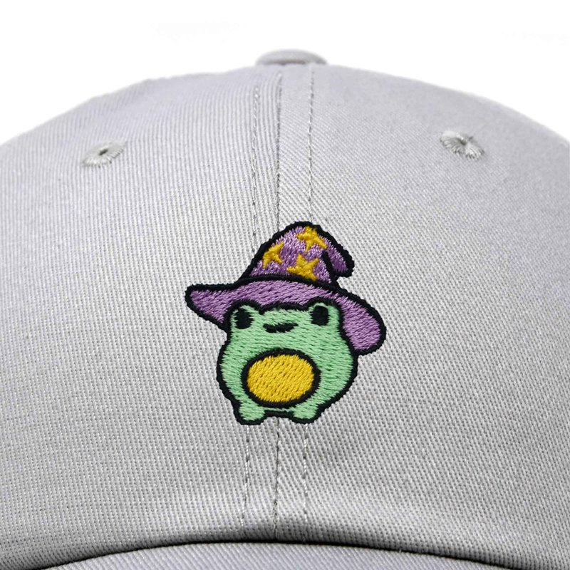 Whimsical Sorcerer Frog Embroidered Cotton Baseball Cap - Unisex Dad Hat