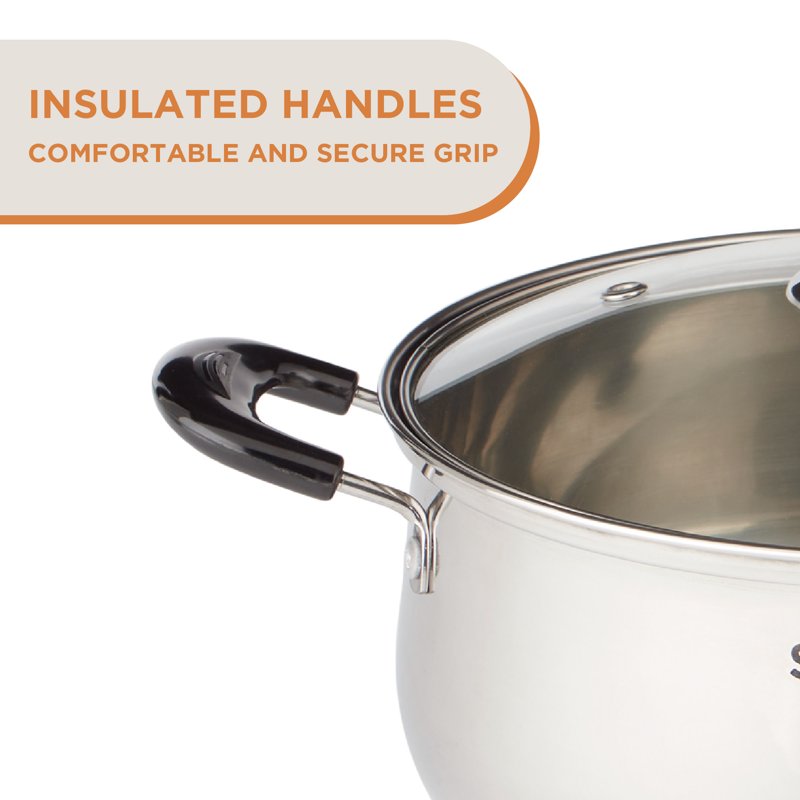 4.3QT Stainless Steel Saucepot with Glass Lid - Induction Ready