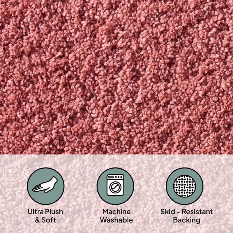 Bath Rug - 20x34 Inch Ultra Soft Polyester Bathroom Floor Mat with Skid-Resistant Backing - Old Rose