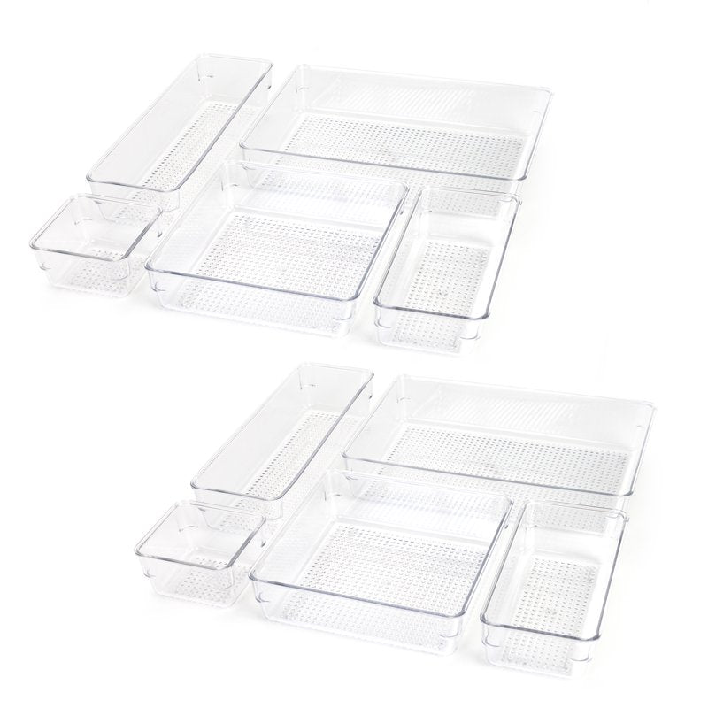 10-Piece Clear Plastic Bathroom Organizer Set - Modular Storage for Vanity and Drawers