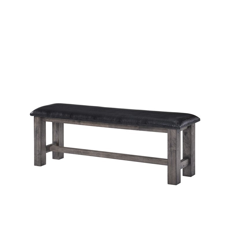 Grayson Wooden Dining Bench with Padded Seat - Grey Oak