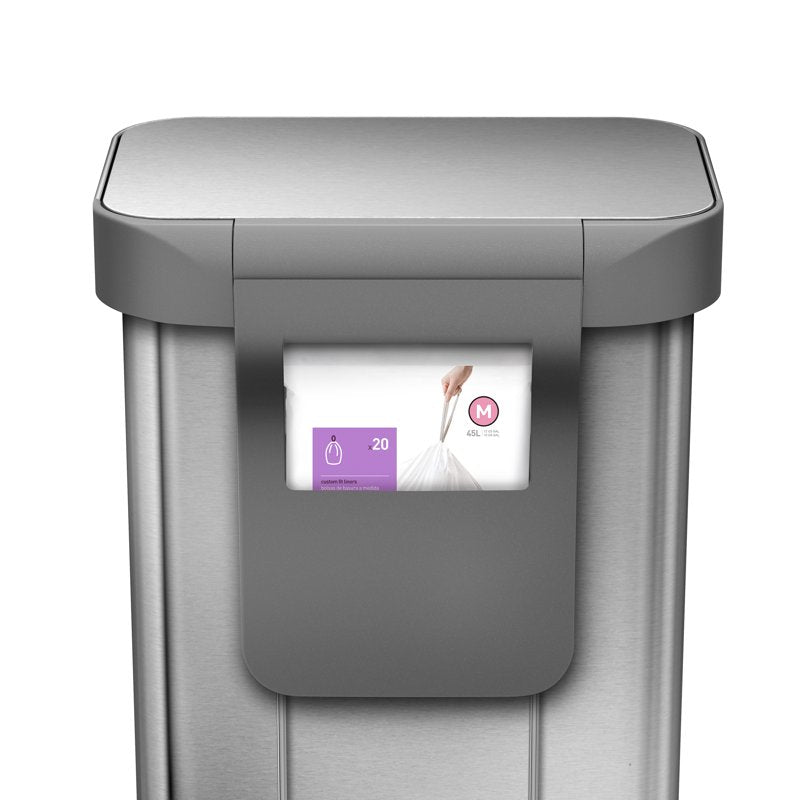 Stainless Steel Step Trash Can - 11.8 Gallon with Soft Close Lid - Brushed Steel Lid