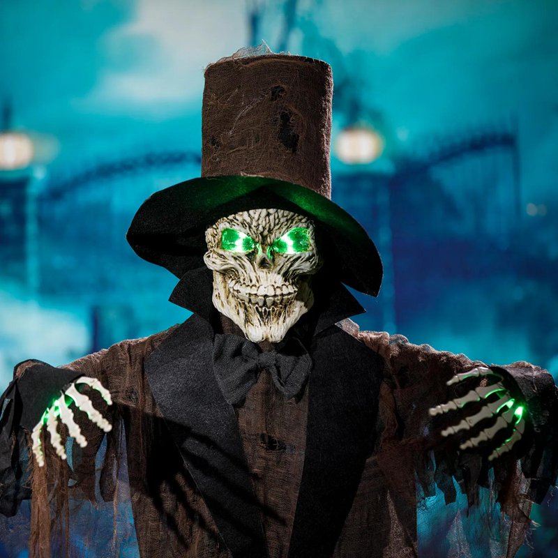 5 Ft 6 In Light-Up Black Skeleton Halloween Decoration - Standing Spooky Mannequin