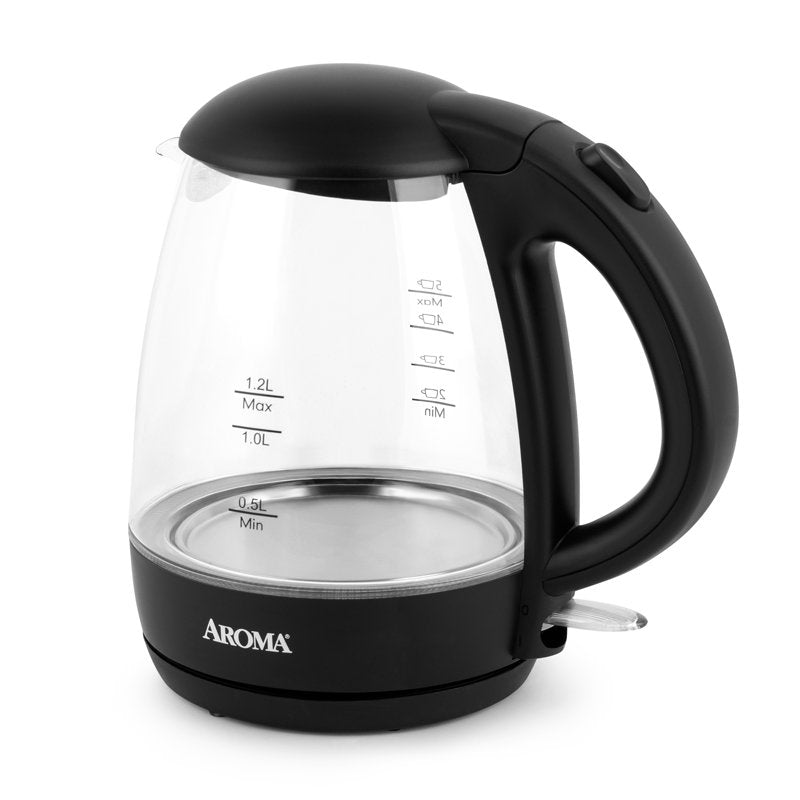 Electric Glass Kettle - 1.2L / 5-Cup Capacity, Black