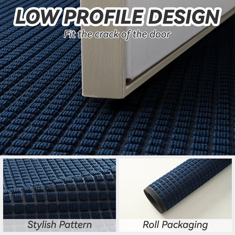 Outdoor Doormat Non-Slip Rubber Entrance Rug 17x30 Checker Blue - Dirt Trapper