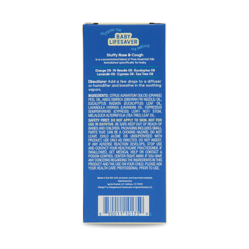 Baby Stuffy Nose & Cough Essential Oil Vapor Drops - 100% Pure Oils