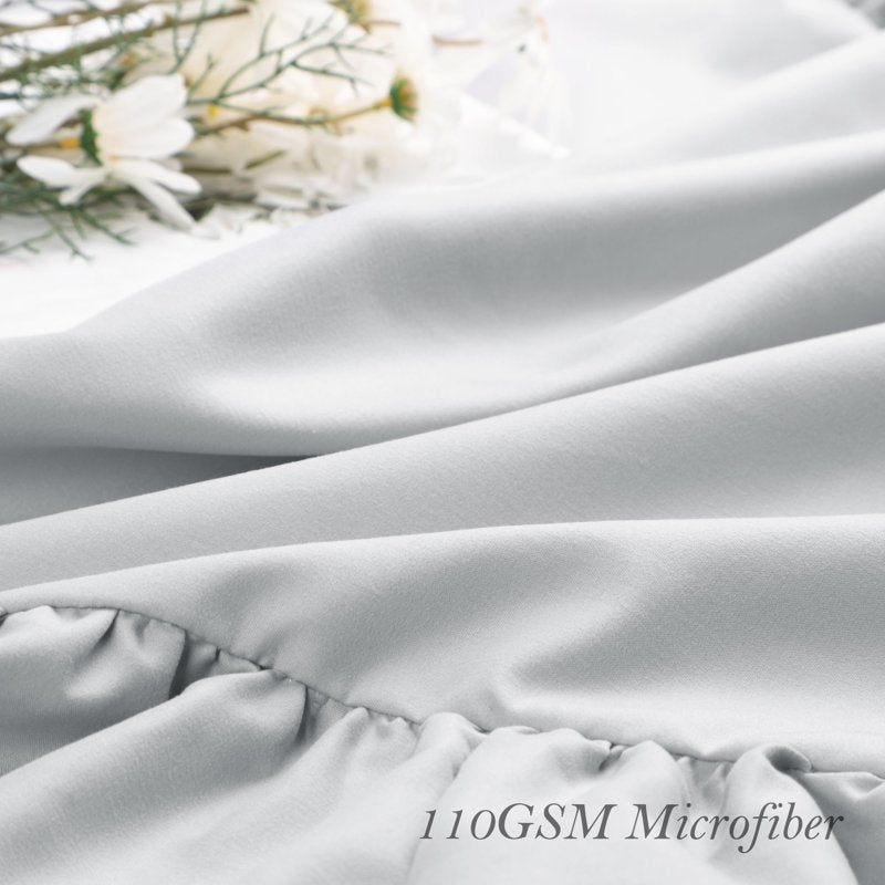 King Microfiber Ruffle Envelope Closure Pillowcases 2 Pcs Light Gray