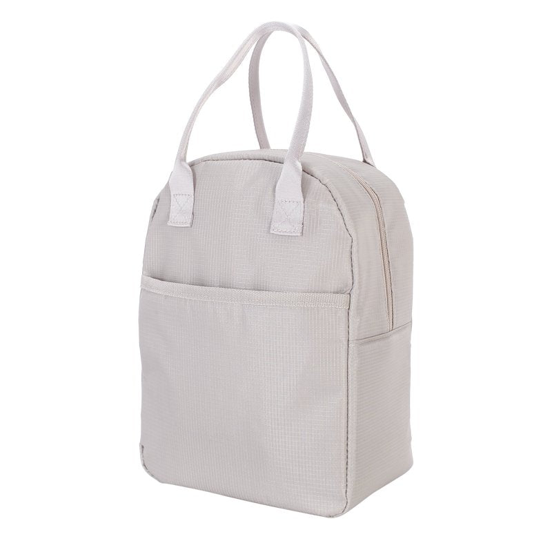 Reusable Polyester Lunch Bag - Washed Stone, Zippered Compartment