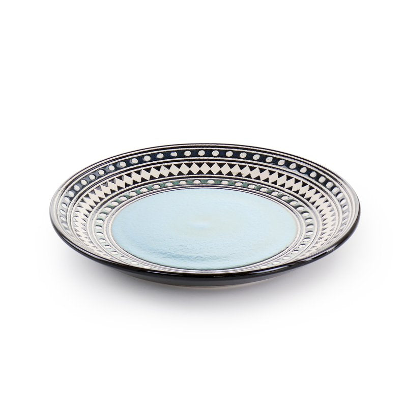 16 Piece Double Bowl Stoneware Dinnerware Set - Blue