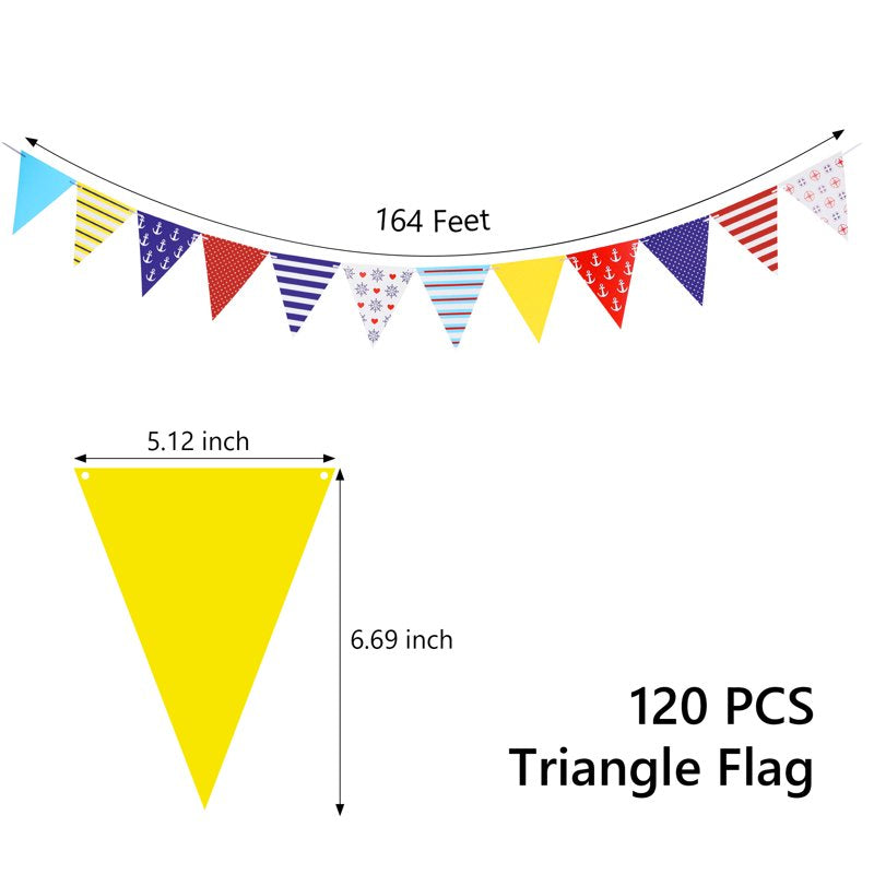 Blue+Red Pennant Banner String 164ft 120 Flags for Birthday Party Outdoor Event