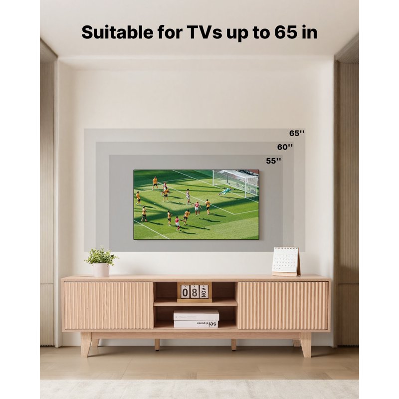 59-Inch TV Stand for TVs Up to 65 Inches - Natural Wood Finish