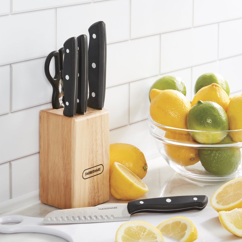 Classic Stainless Steel 6-Piece Knife Set with Black Handles - Variation 1