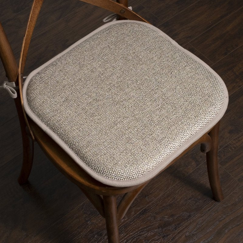 16" x 16" Beige Solid Print Square Chair Pads - 4-Pack