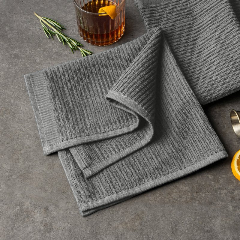 Bar Mop Kitchen Towels - 100% Cotton, Gray, 3 Pack Set