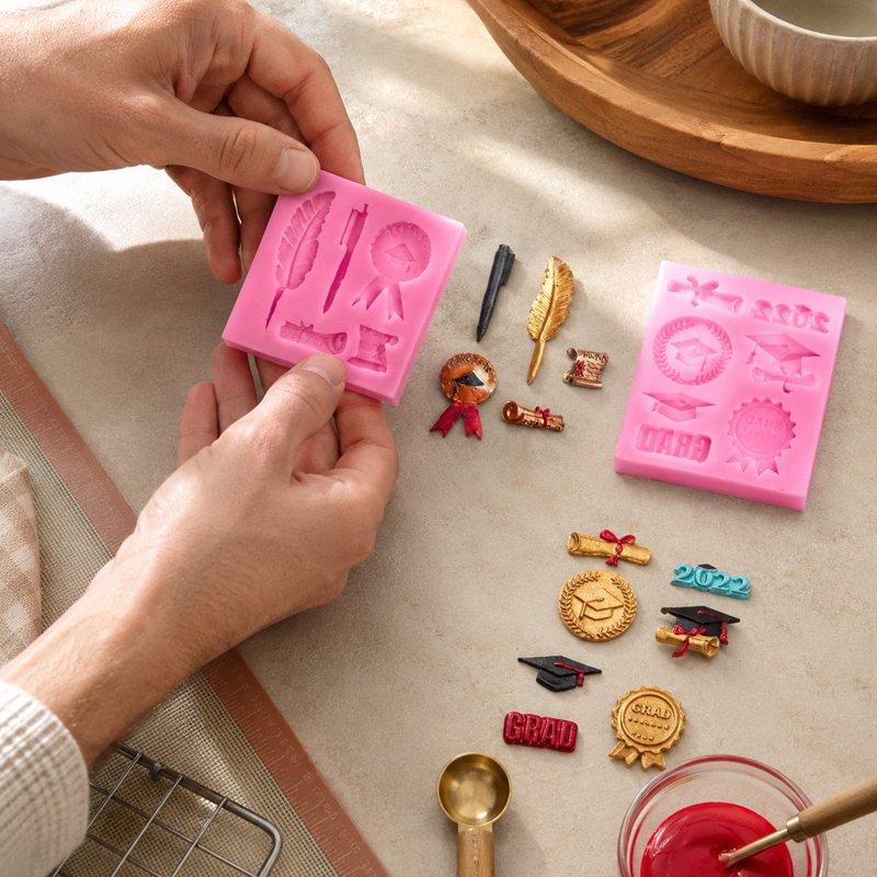 Pink Silicone Rectangular Chocolate Mold Set - Themed Baking & Crafting - Variation H6