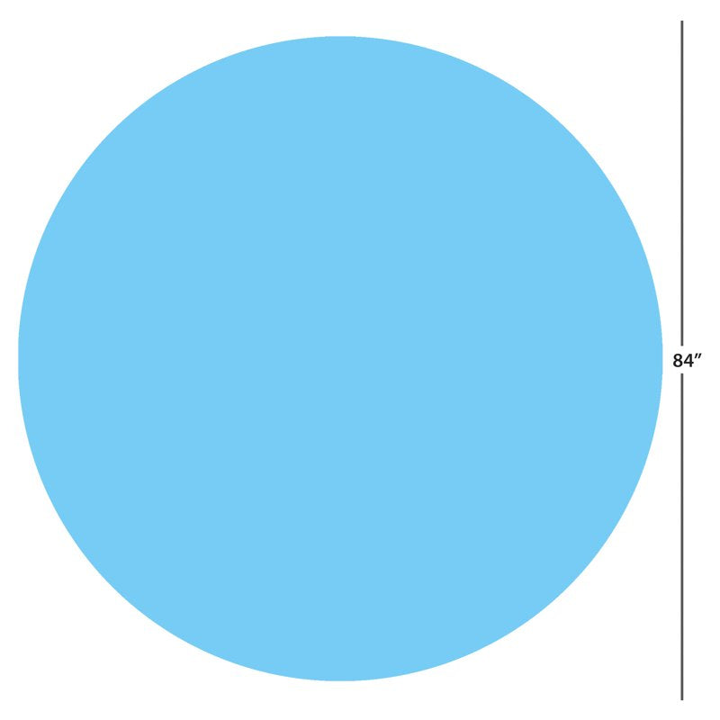 84-Inch Light Blue Round Plastic Table Cover - Single Use