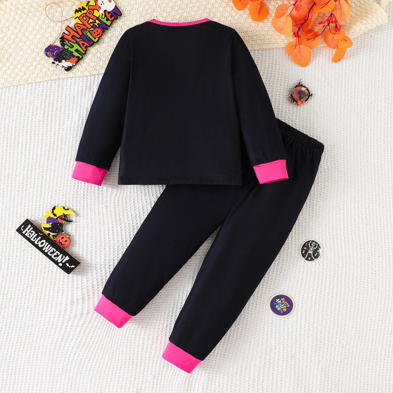 Kids Halloween Pajama Set Z12-Black3 3-4 Years Skeleton Print Two-Piece