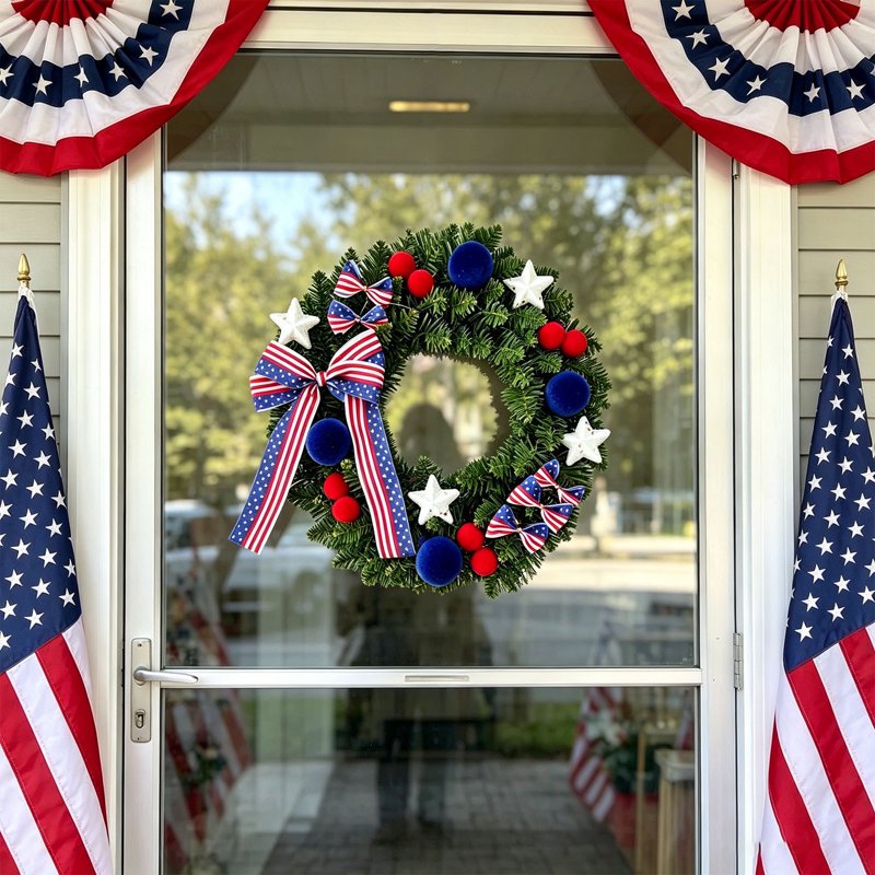 Patriotic Wreath 250th Anniversary Independence Day Decor - Variation 0C