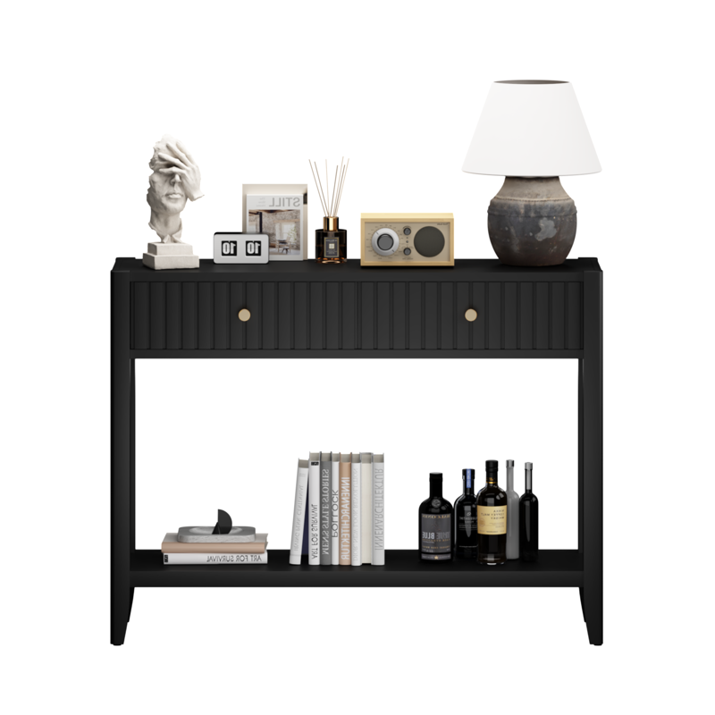 39-Inch Console Table with 2 Drawers & Storage Shelf - Multiple Colors
